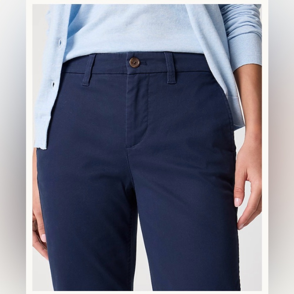 J Crew High-rise girlfriend chino pant - navy - size 12 - Picture 2 of 8